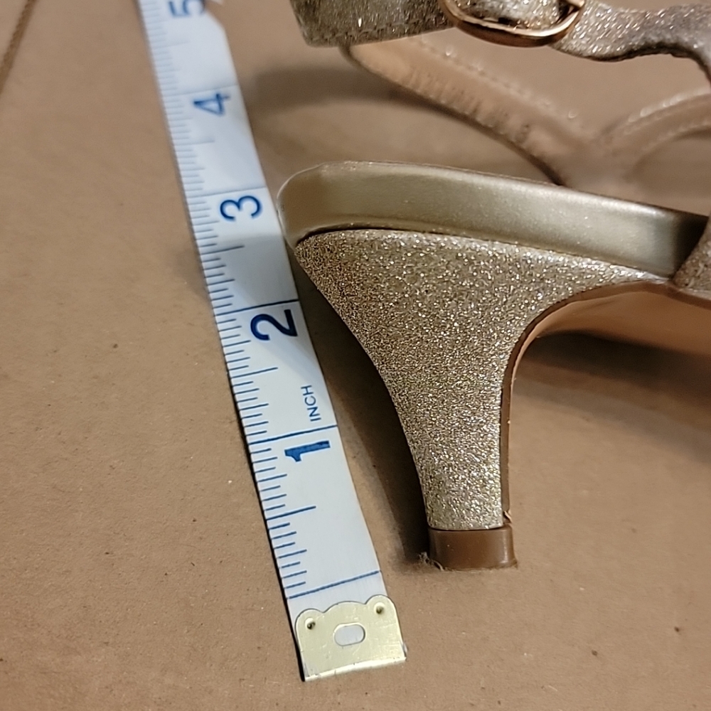 DIDIFU Champagne Glitter Open Toe Heel – size 8 - Picture 8 of 12